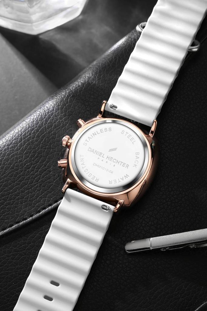 Daniel Hechter Paris Cluny Collection Multifunction Watch For Men With Round Dial, Date Display And Wavy Pattern  : DHM1019-04