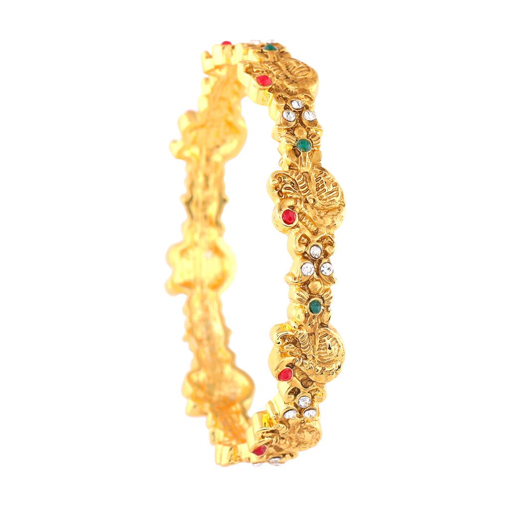 Estele Gold Plated Peacock Designer Bangle With Multicolor Crystals For Women : 080BANGLE