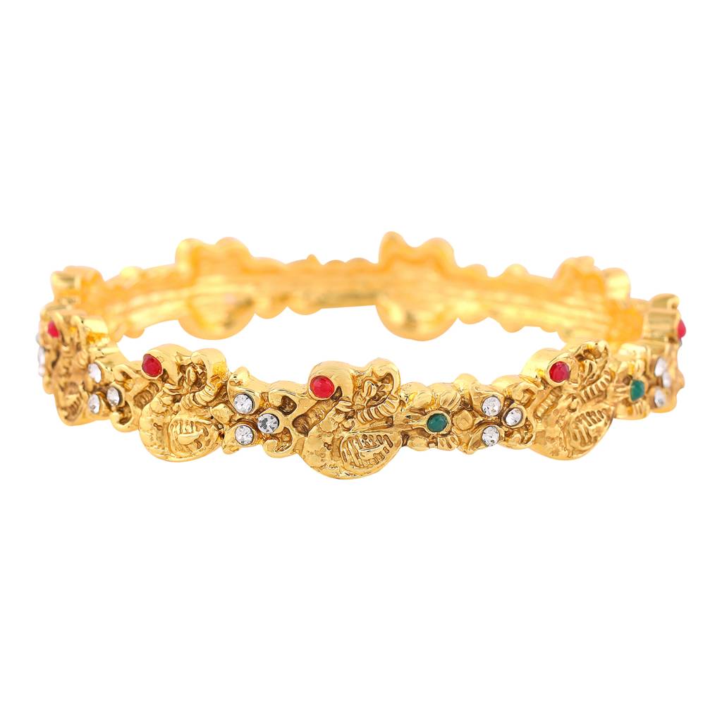 Estele Gold Plated Peacock Designer Bangle With Multicolor Crystals For Women : 080BANGLE