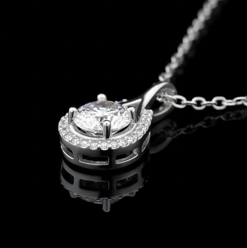 Pure 925 Silver Diamond Carrier Moissanite Pendant For Women : SYM-0197