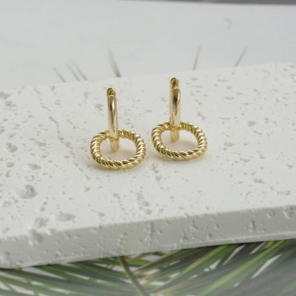14K Gold Plated Twisted Drop Earrings | Lightweight Daily Wear Earrings : AXY1124E1002