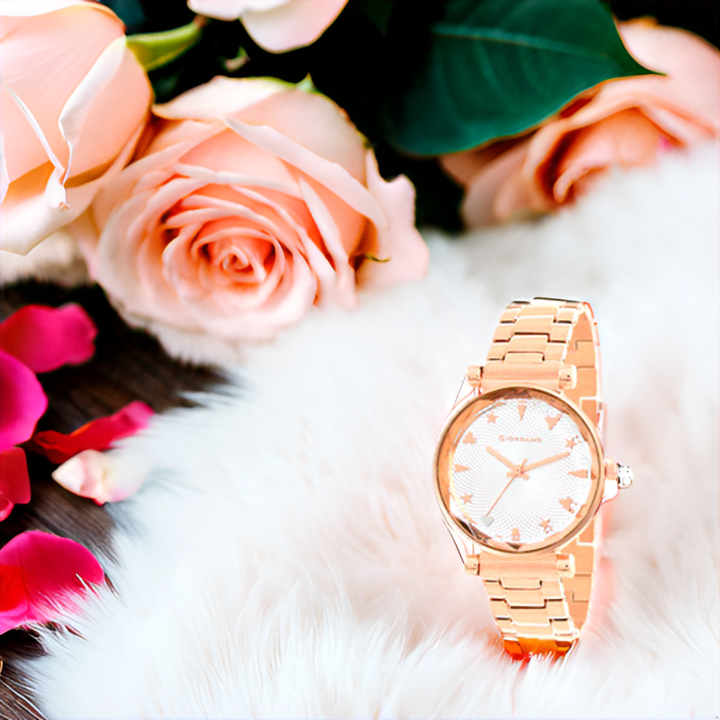 Analog Wrist Watch For Women Stylish Metal Strap With Water Resistant 3 Hand Mechanism For Girls & Ladies To Comp : GD-4211-22