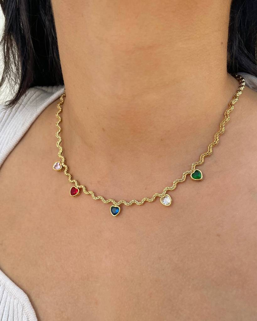 18K Gold Plated Heart Charm Necklace, Rio : N75