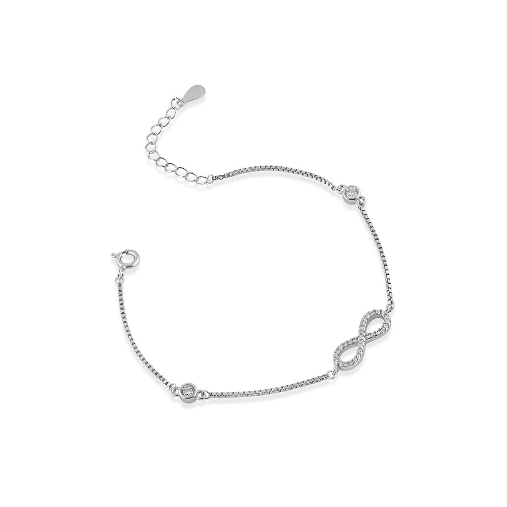 925 Sterling Silver Cz Infinity Symbol Bracelet : RJSPBR23