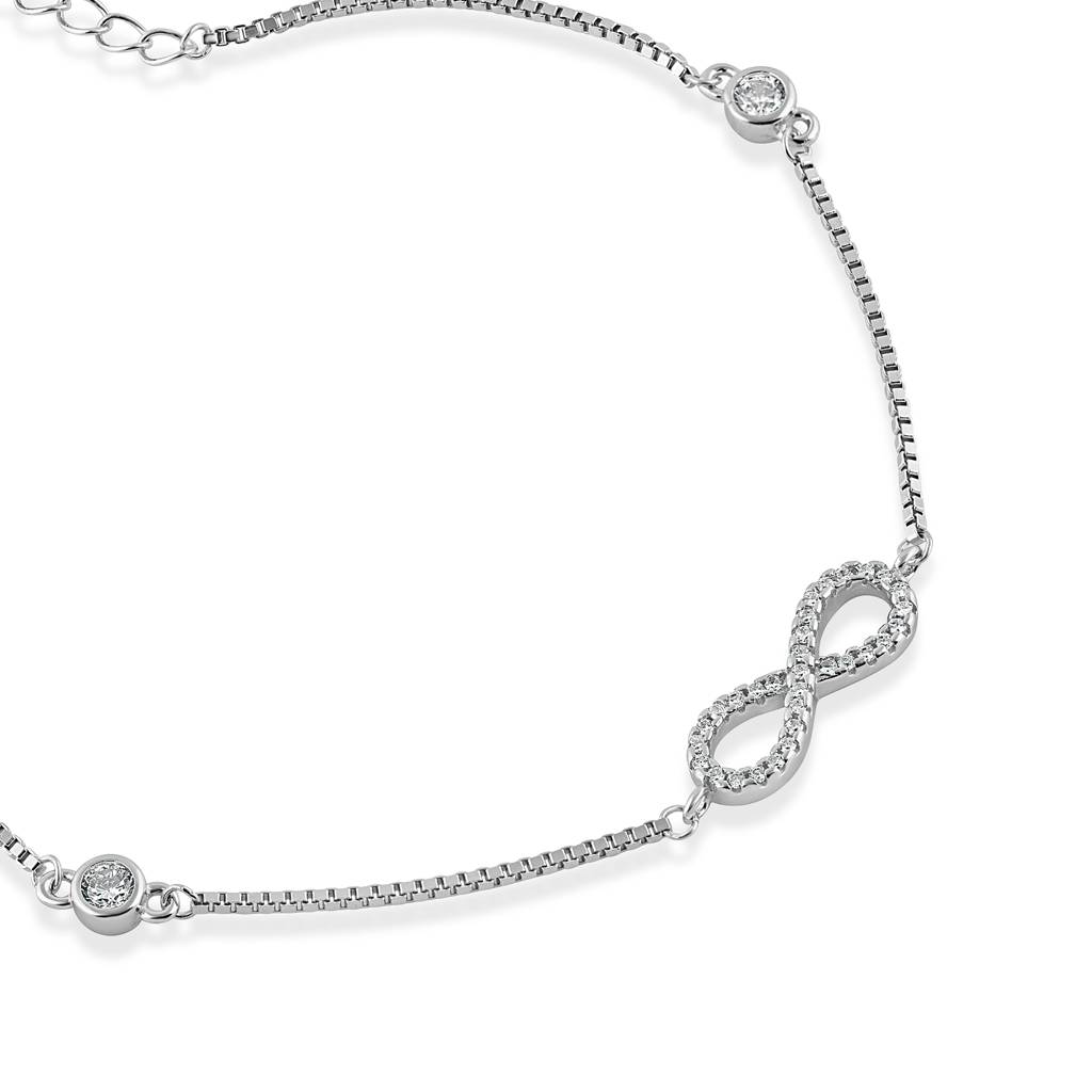 925 Sterling Silver Cz Infinity Symbol Bracelet : RJSPBR23