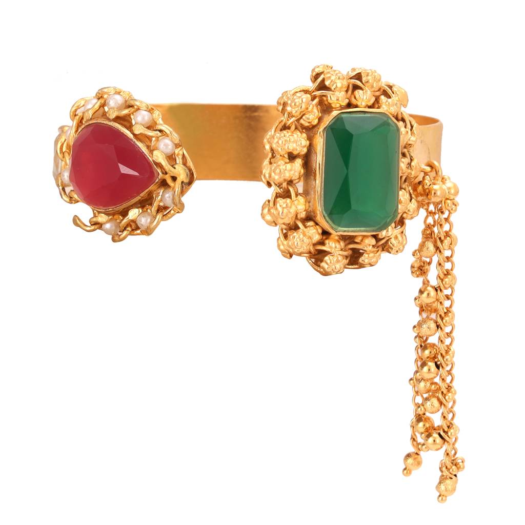 Emerald Crimson Elegance Handcrafted Bracelet : GG-3008