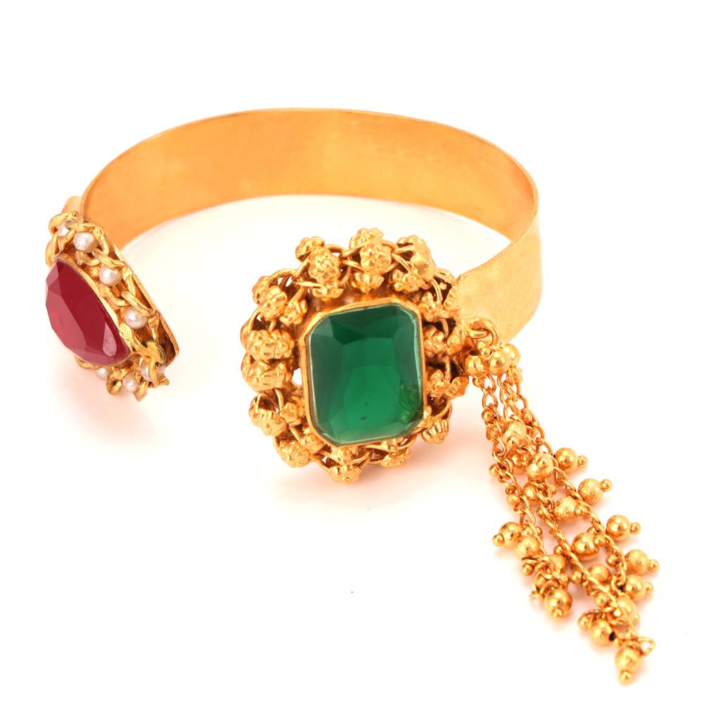 Emerald Crimson Elegance Handcrafted Bracelet : GG-3008