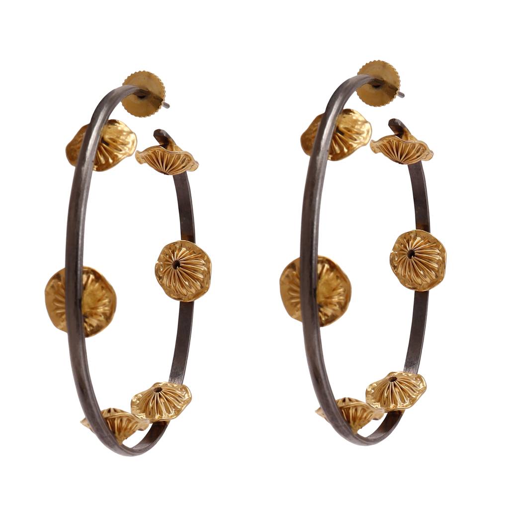 Serenity Black And Gold Hoop Earrings : AC-1048