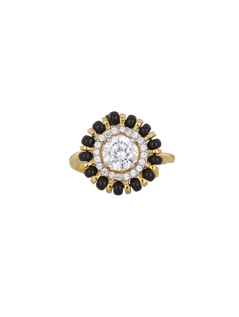 925 Silver Black Beads Ring : CSR32