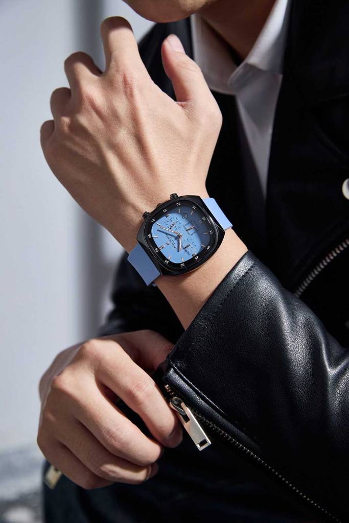 Daniel Hechter Paris Bercy Collection Modern Multi Functional Watch For Men With Square Dial And Silicon Band-Dhm : DHM1001-10