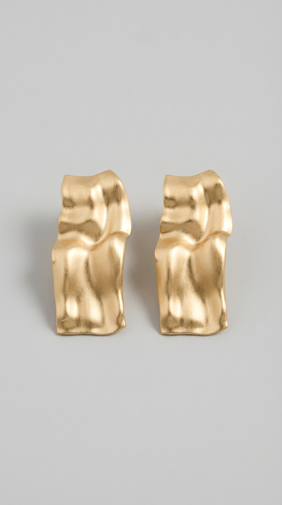 Matte Gold Sculptural Statement Earrings : RB2714