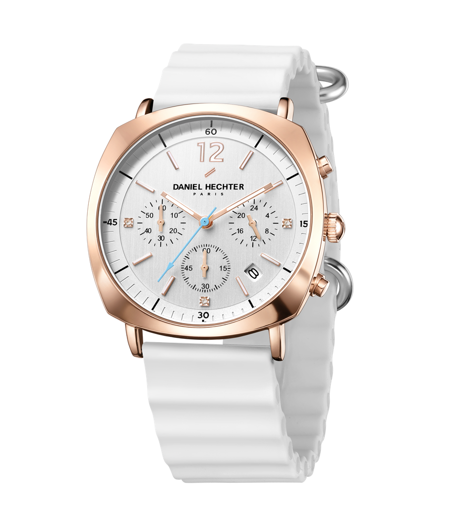 Daniel Hechter Paris Cluny Collection Multifunction Watch For Men With Round Dial, Date Display And Wavy Pattern  : DHM1019-04