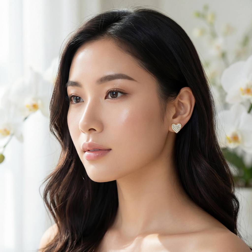 Korean Golden Love Pave Studs : YUFSER211