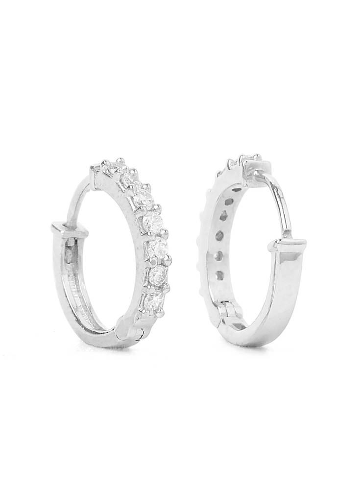 2 In1 Pure Silver Hoop Earring With Detachable Pearl : EC026