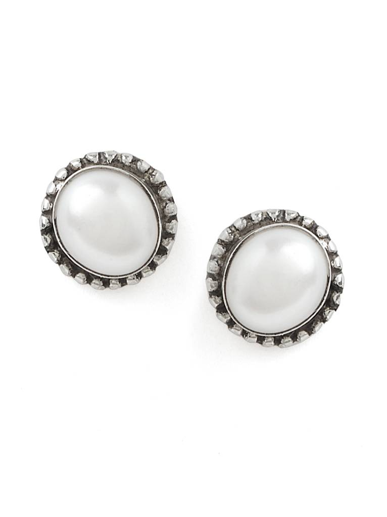 2 In 1 Pure Silver Ghungroo Ear Jacket With Pearl Stud : ECO019