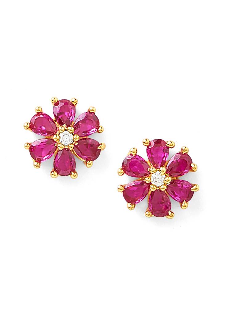 2 In 1 Gold Plated Pure Silver Merlot Earring With Detachable Drop : EC021