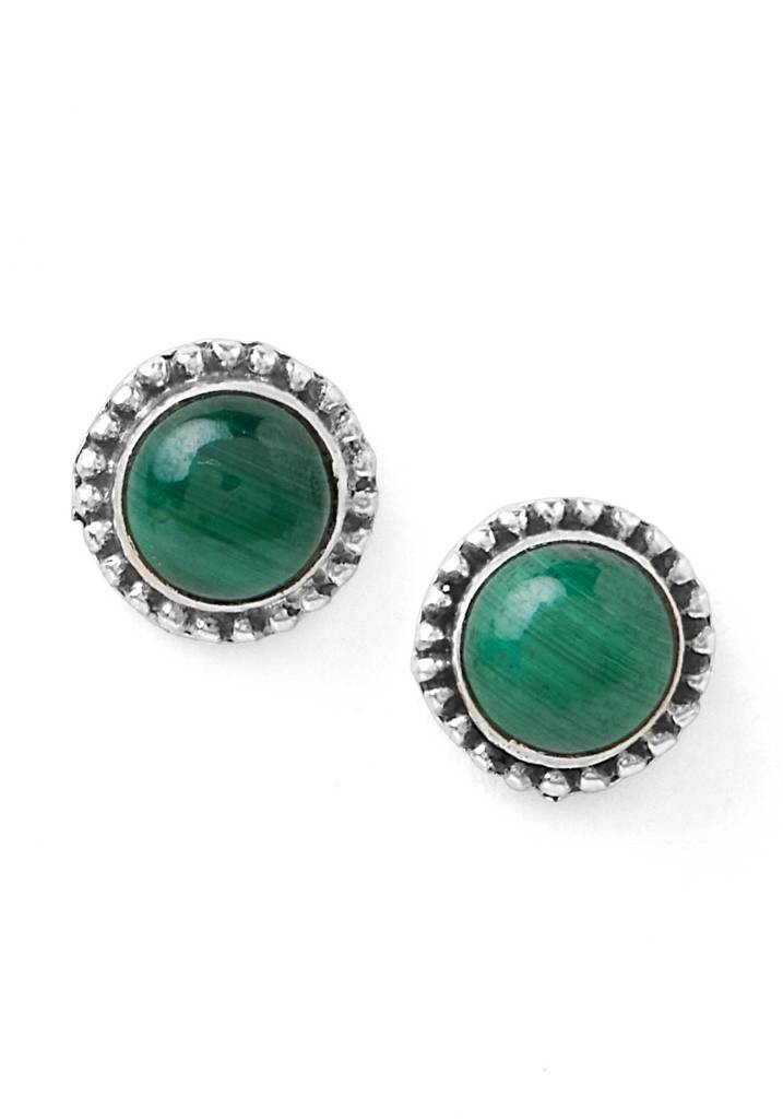 2 In 1 Detachable Pure Silver Jhalar Ear Drop With Green Stud : ECO023