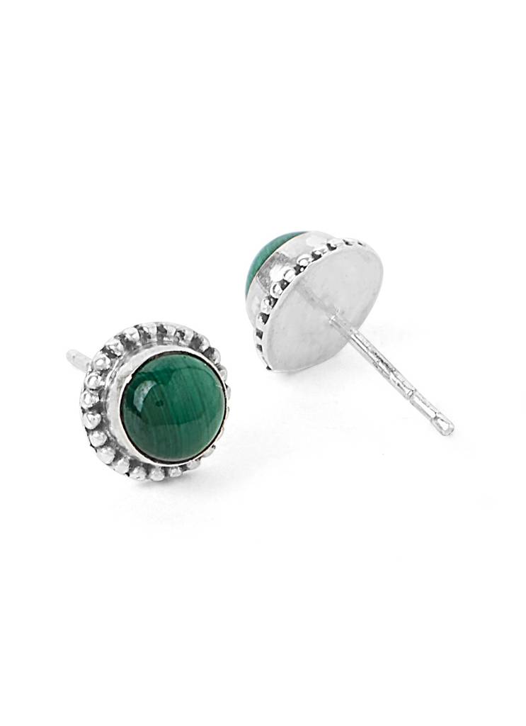 2 In 1 Detachable Pure Silver Jhalar Ear Drop With Green Stud : ECO023