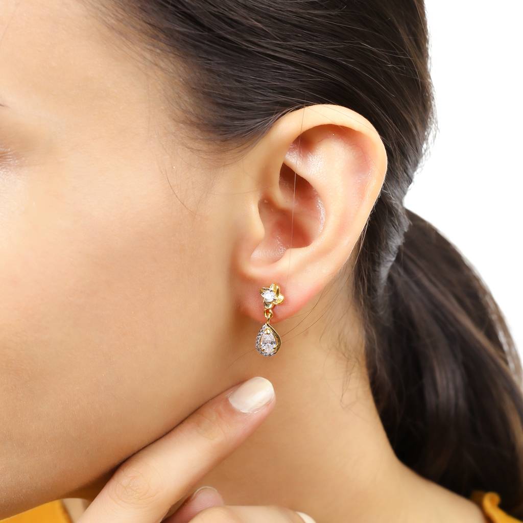 Iski Uski 925 Sterling Silver Garion Solitaire Drop Earrings