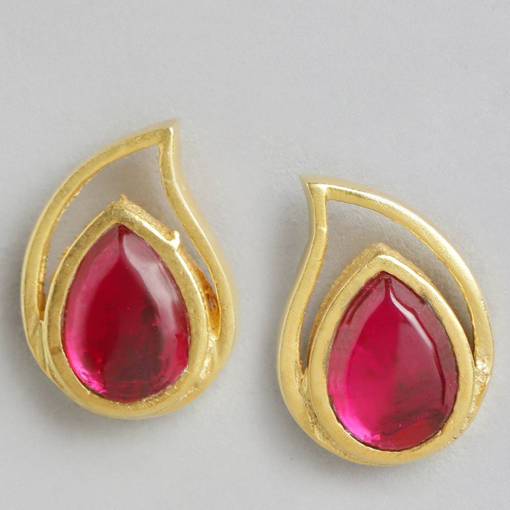 92.5 Silver Red Kundan Drop Earrings : U100SO003MY010