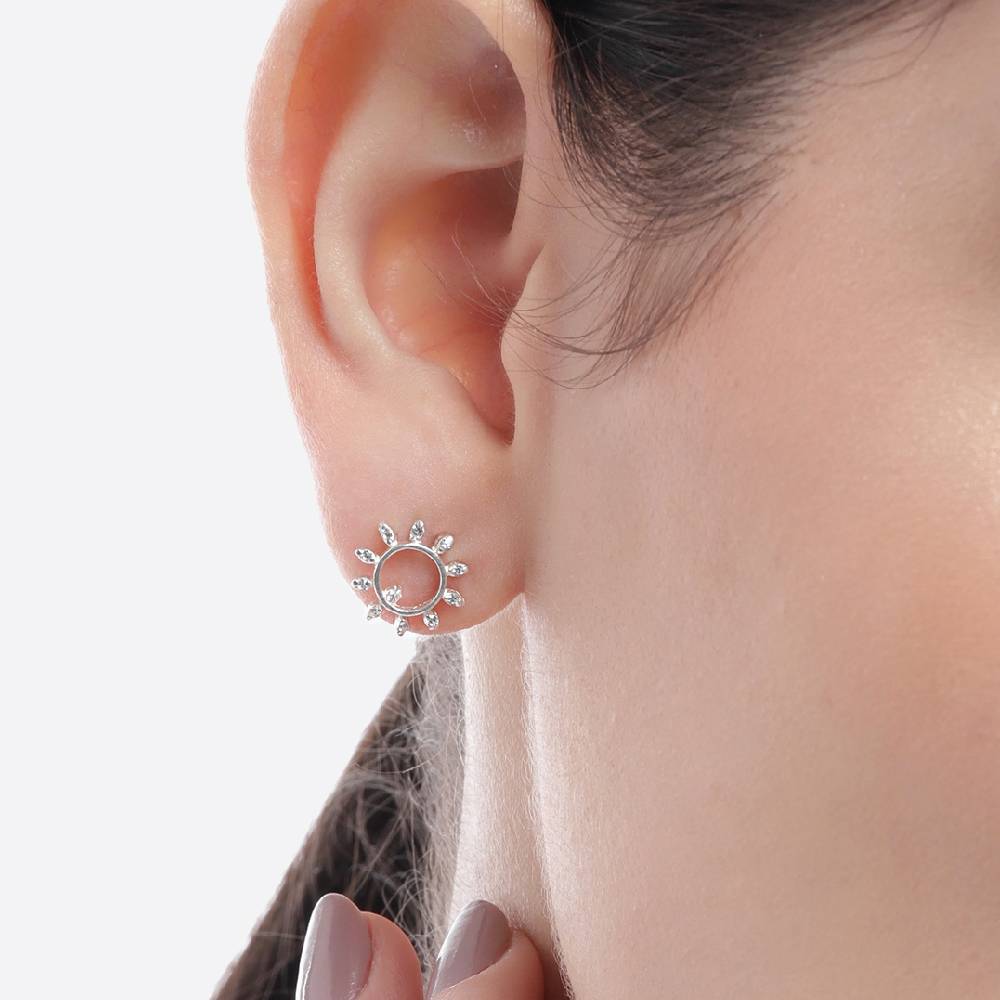 92.5 Silver Round Zircon Earring : U125SG002E0592