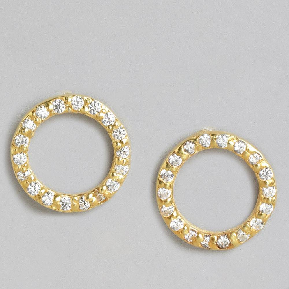 92.5 Silver Zircon Ring Stud Earrings : U100SO002MY007
