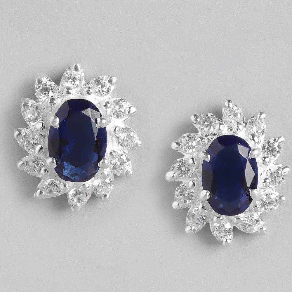 Silver 92.5 Blue Sparkling Earring : Z125SG002N035