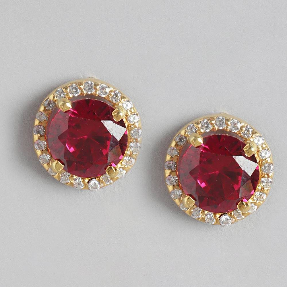 92.5 Silver Red Stone Earrings : U100SO004MY001
