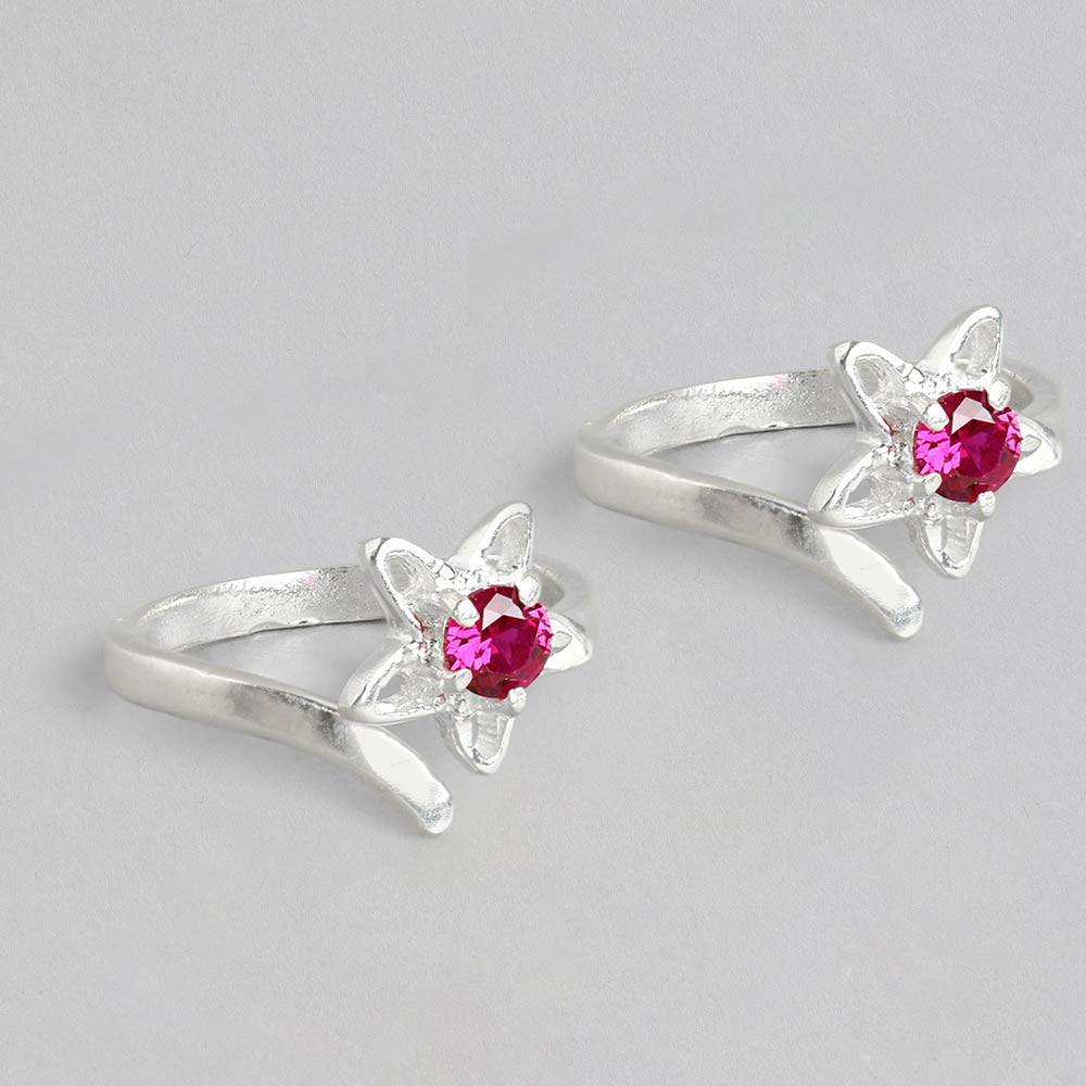 Silver 92.5 Pink Stone Toe Ring : U080SO03TR0324