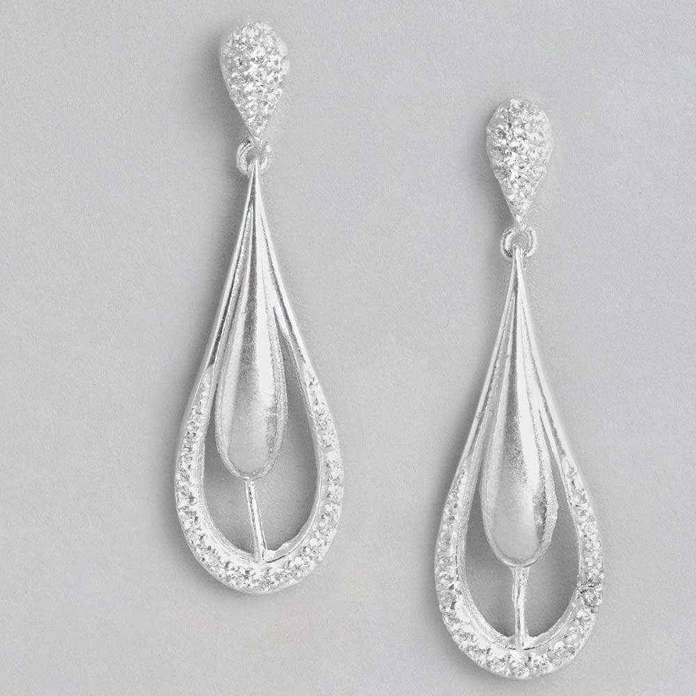 Silver 92.5 Long Zircon Earring : Z125SG008E014