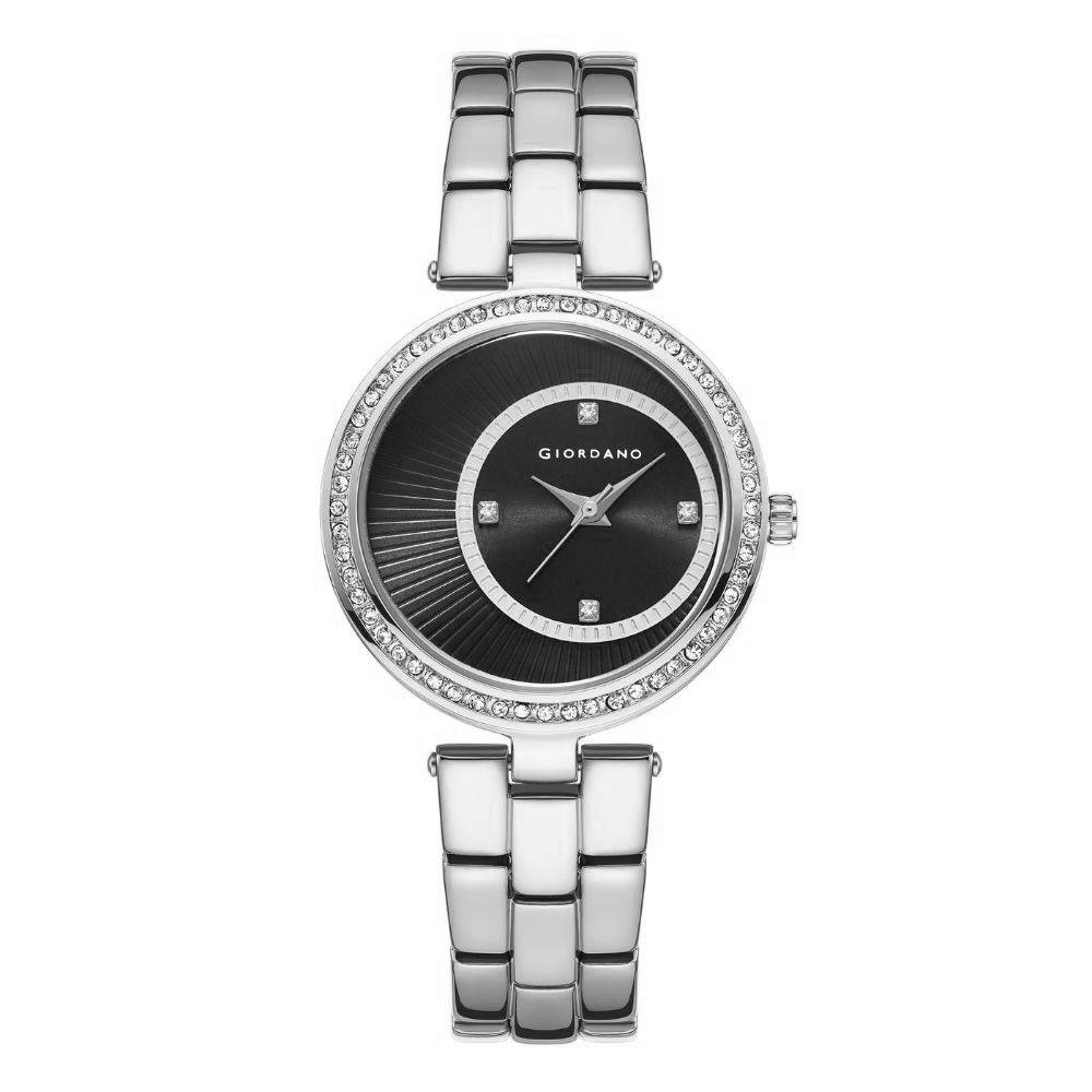 Giordano Unique Analog Watch For Women With Diamond Indices, Stainless Steel Strap And Crystal Embellished Bezel -  : A2056-77