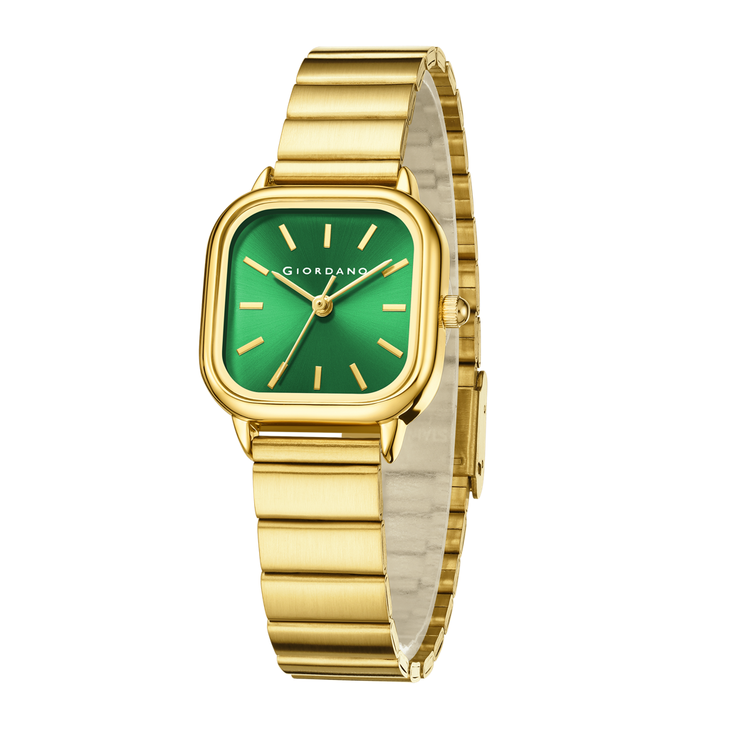 Giordano Classic Square Watch For Women Â Polished Stainless Steel Strap, Minimalist Compact Design-Gz-60098 : GZ-60098-44