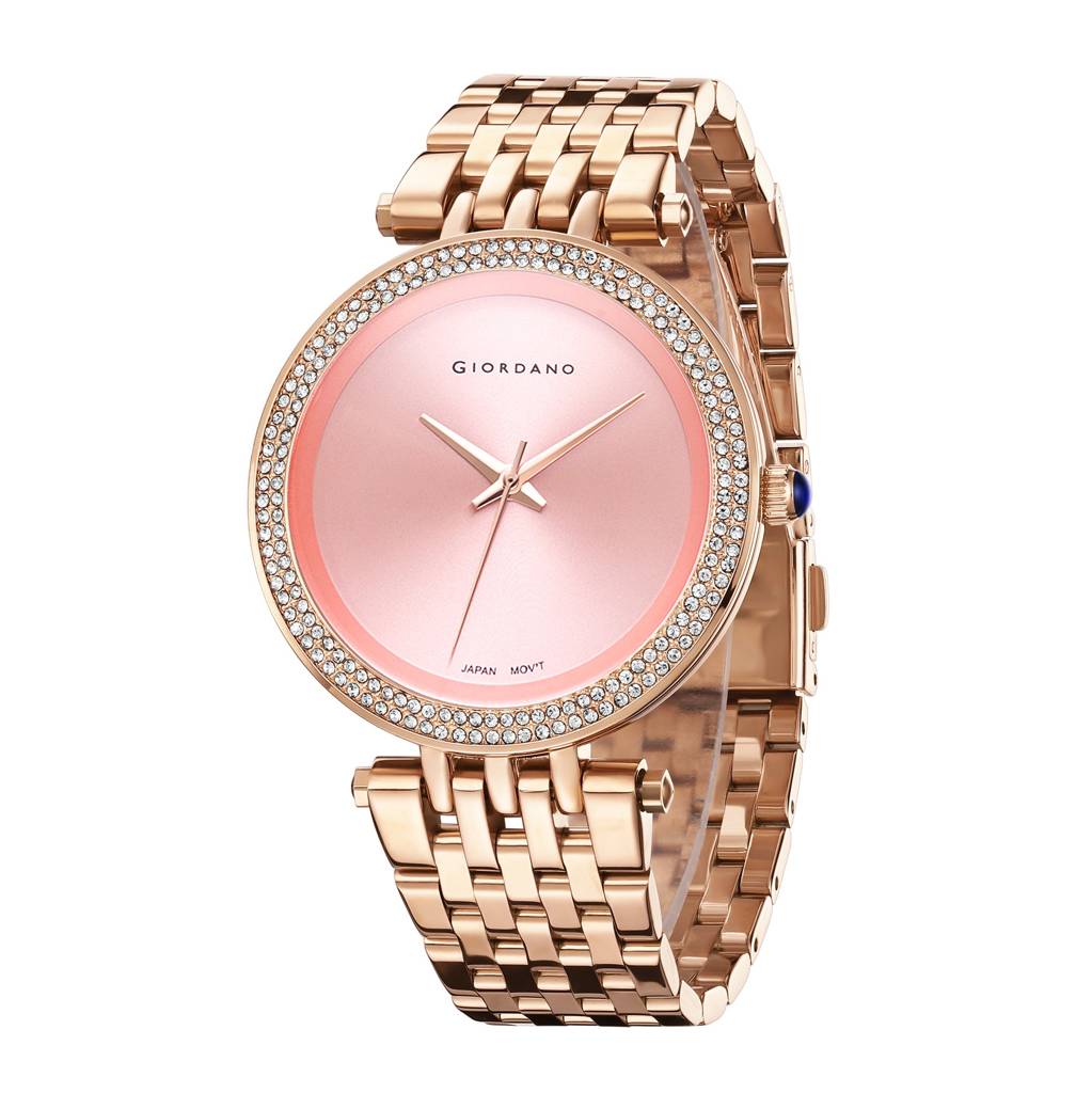 Giordano Classic Analog Watch For Women With Crystal-Studded Bezel And Stainless Steel Strap : GZ-60015-22