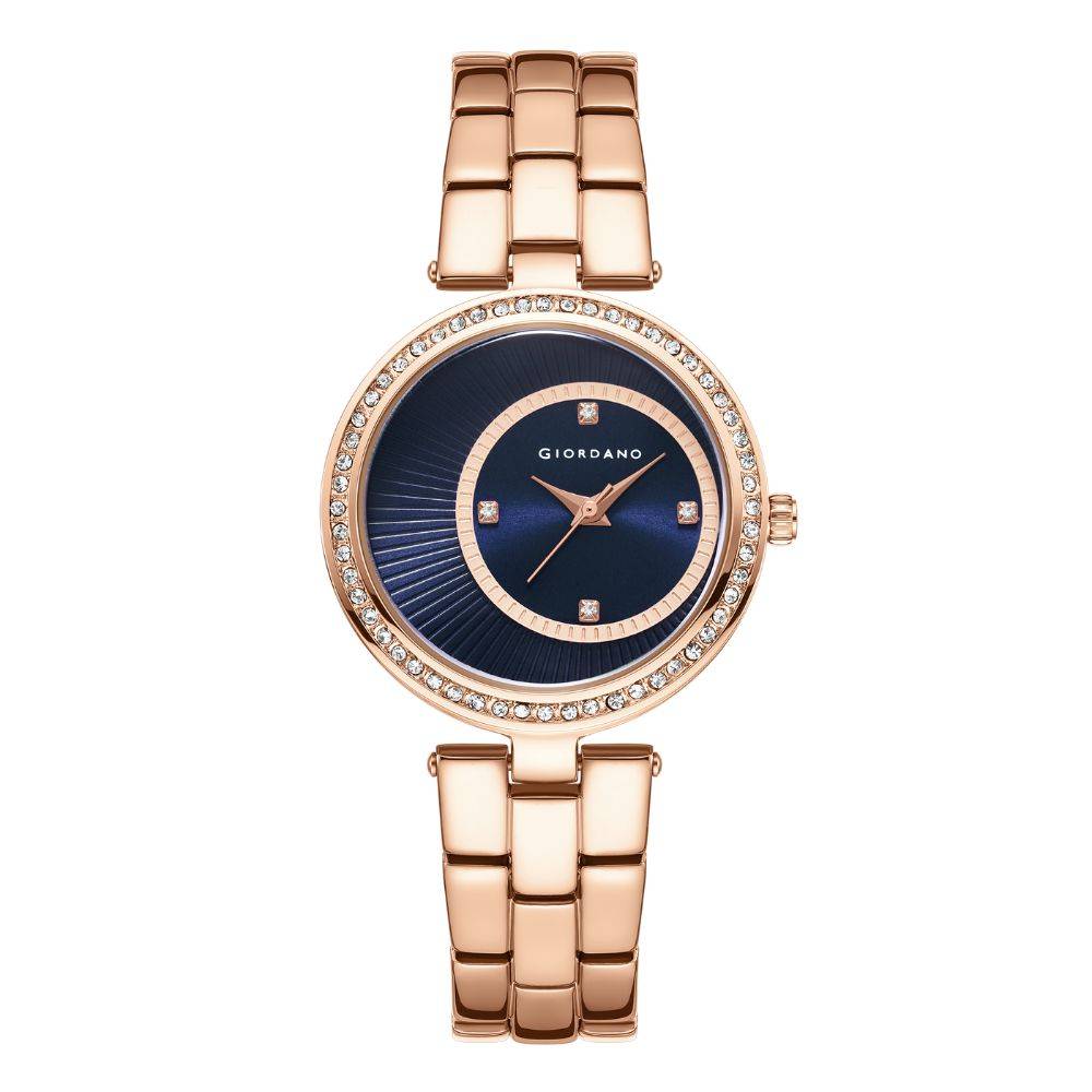 Giordano Unique Analog Watch For Women With Diamond Indices, Stainless Steel Strap And Crystal Embellished Bezel -  : A2056-55