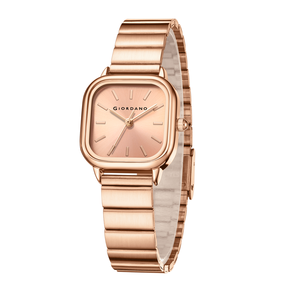 Giordano Classic Square Watch For Women Â Polished Stainless Steel Strap, Minimalist Compact Design-Gz-60098 : GZ-60098-77