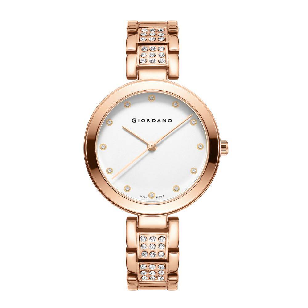 Giordano Eleganza Collection Analog Watch For Women With Crystal-Studded Strap & Diamond Indices - A2037 : A2037-33