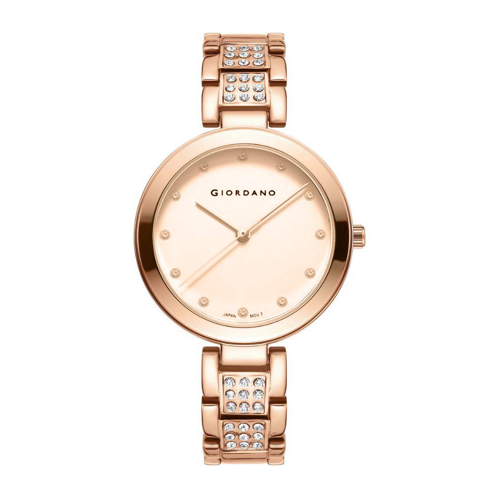 Giordano Eleganza Collection Analog Watch For Women With Crystal-Studded Strap & Diamond Indices - A2037 : A2037-55
