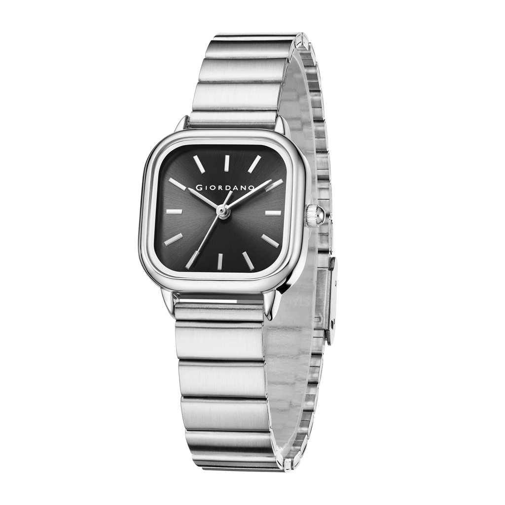 Giordano Classic Square Watch For Women Â Polished Stainless Steel Strap, Minimalist Compact Design-Gz-60098 : GZ-60098-11