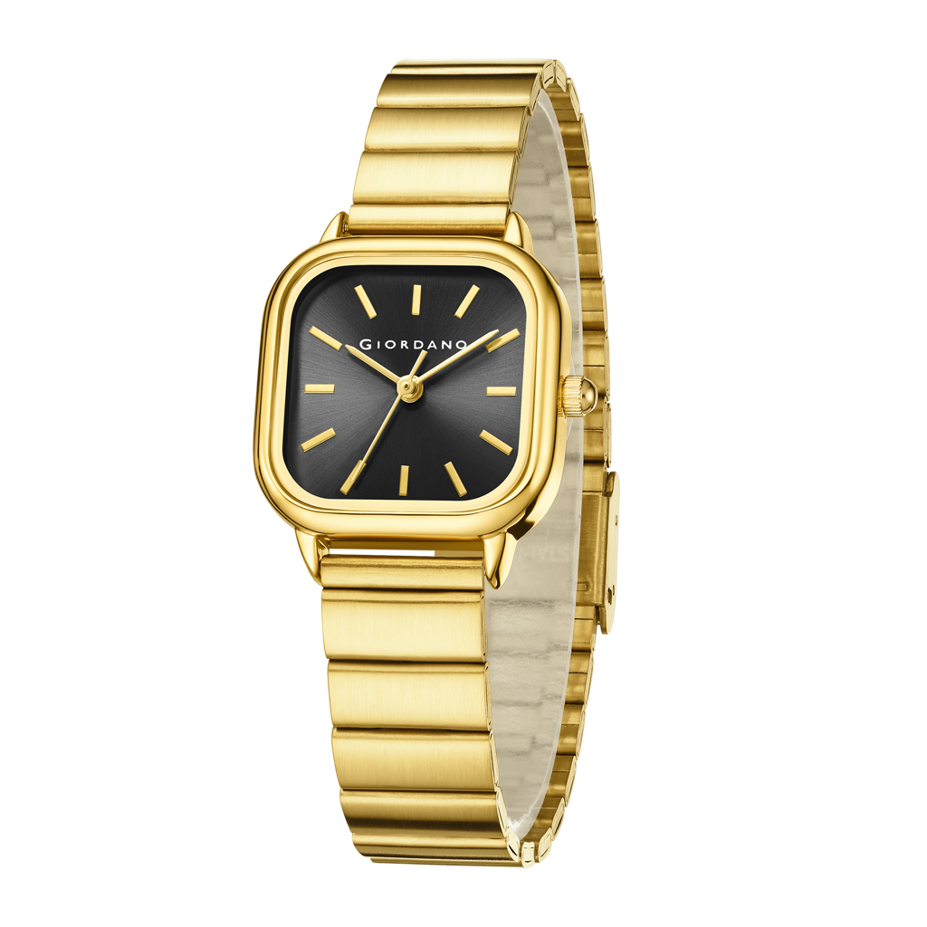 Giordano Classic Square Watch For Women Â Polished Stainless Steel Strap, Minimalist Compact Design-Gz-60098 : GZ-60098-22