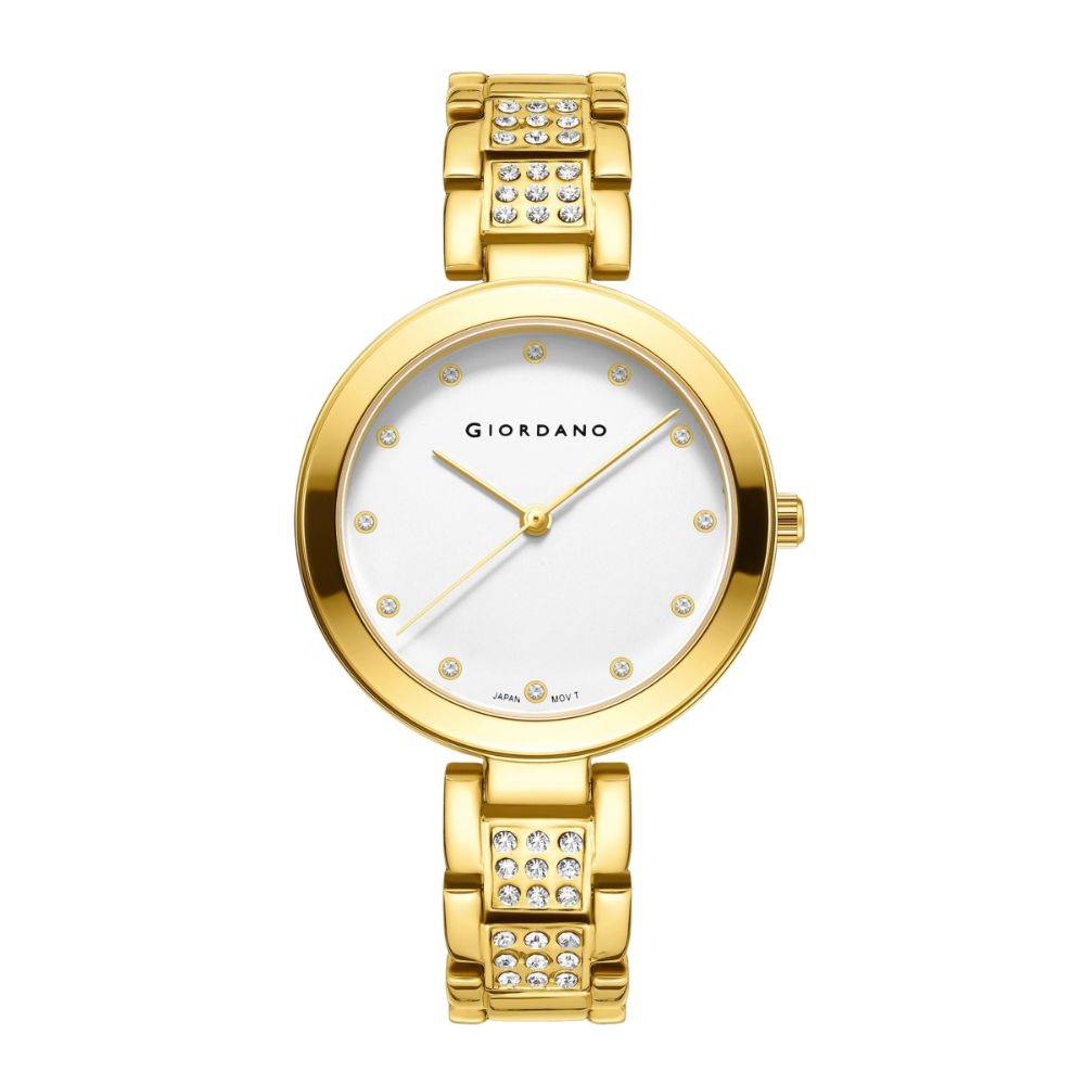 Giordano Eleganza Collection Analog Watch For Women With Crystal-Studded Strap & Diamond Indices - A2037 : A2037-22
