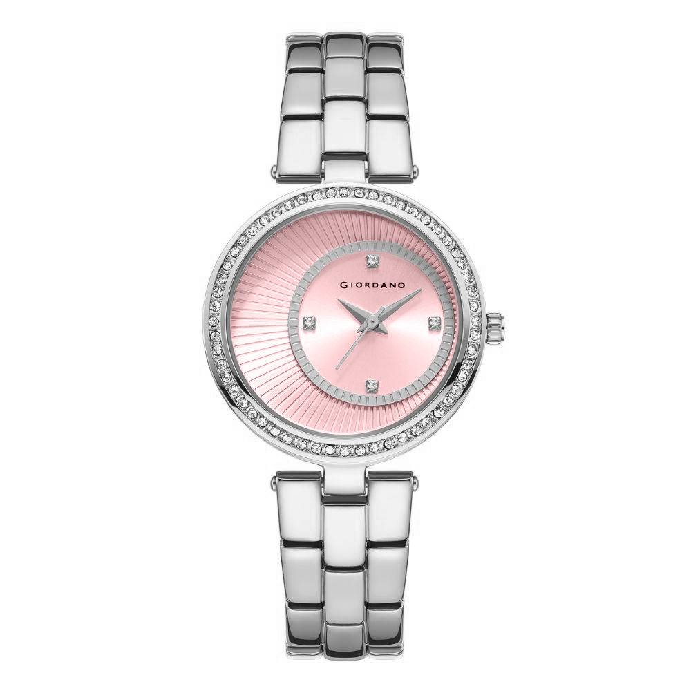 Giordano Unique Analog Watch For Women With Diamond Indices, Stainless Steel Strap And Crystal Embellished Bezel -  : A2056-22