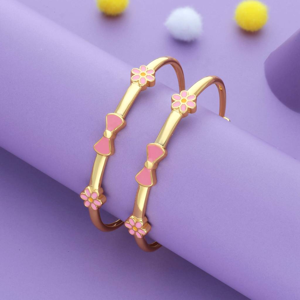 Blossom Bow 18K Gold Polish Silver Kid Bangle (0Â5 Yr) : KBL-4-P