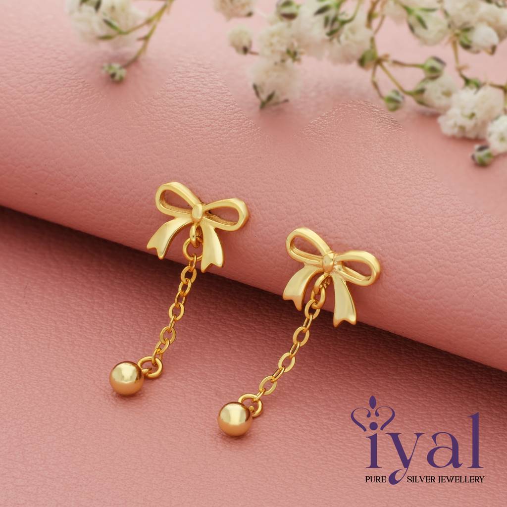 Bow Chain Silver Earring : ED-1