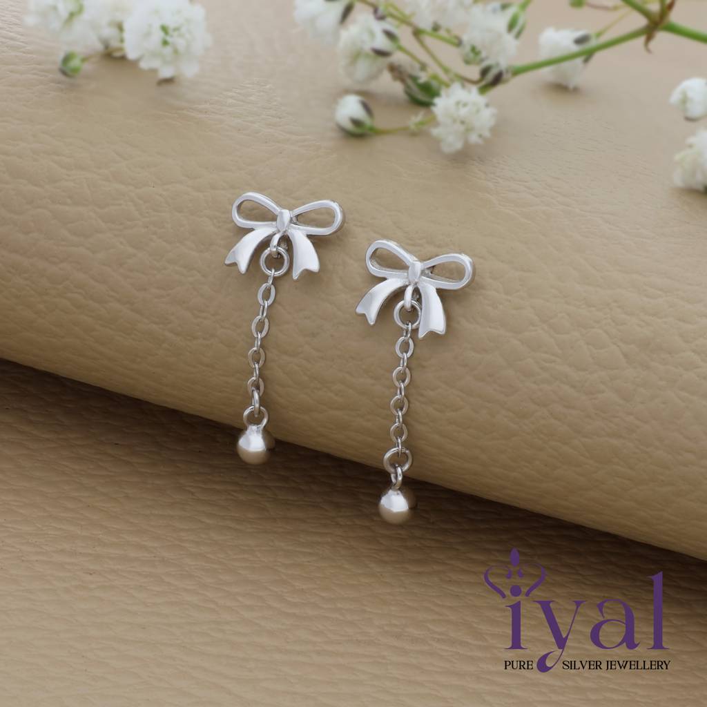 Bow Chain Silver Earring : ED-26