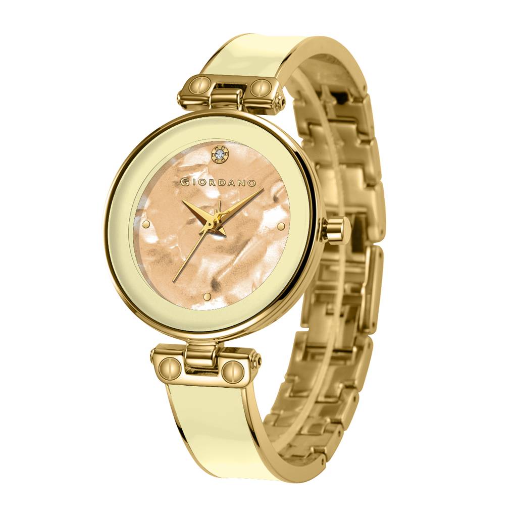 Giordano Designer Analog Watch For Women Â Glossy Round Dial & Bracelet Style Stainless Steel Strap-Gz-60099 : GZ-60099-77