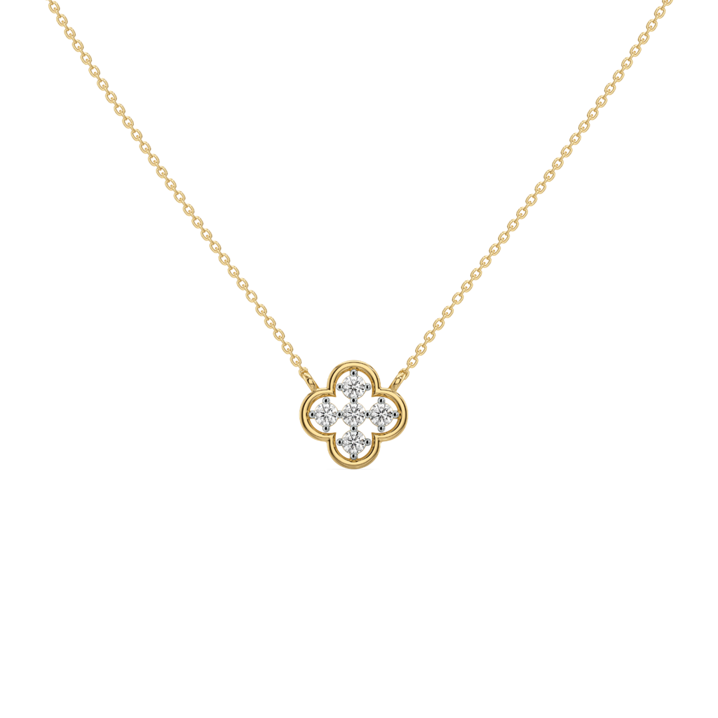 Clover Lab Diamond Pendant Necklace Sterling Silver Green Vs