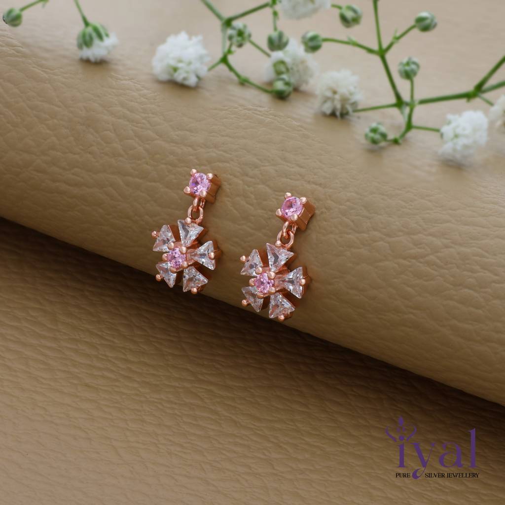 Charming Snow Flake Shine 925 Silver Drop Earrings : ED-16