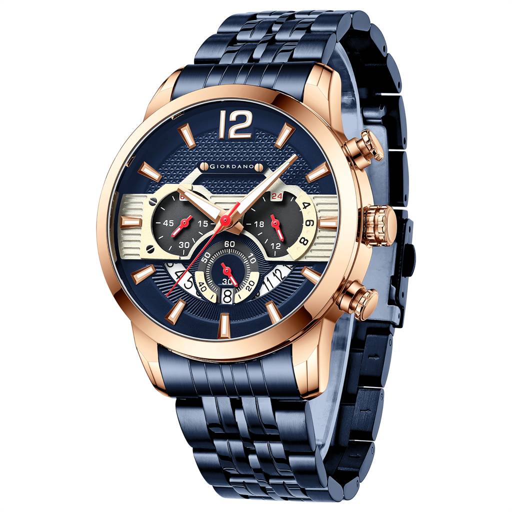 Giordano Analog Wrist Watch For Men Stylish Metal Strap With Water Resistant Multifuntion Mechanism Watch Gz-50032 : GZ-50032-44