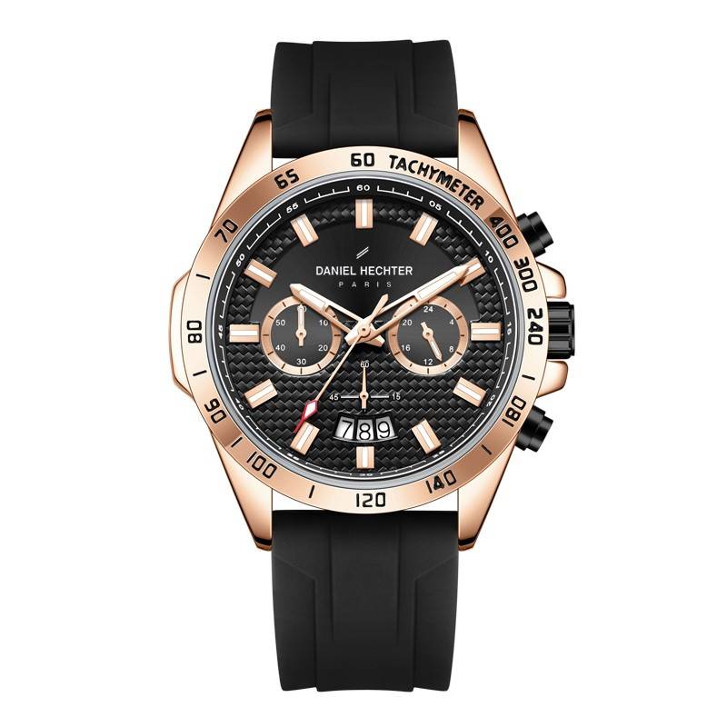 Daniel Hechter Paris Pantheon Collection Pantheon Collection Unique Multifunctional Watch For Men With Textured R : DHM1010-01