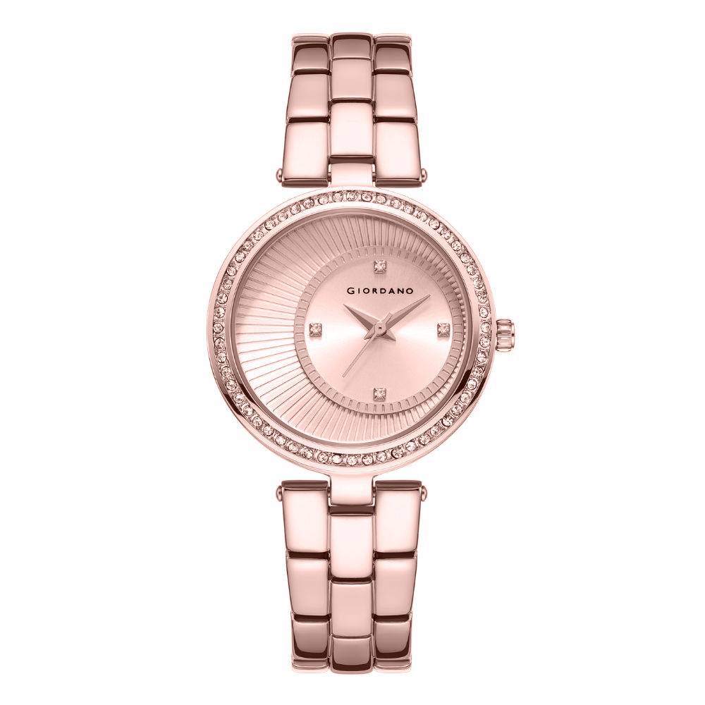 Giordano Unique Analog Watch For Women With Diamond Indices, Stainless Steel Strap And Crystal Embellished Bezel -  : A2056-88